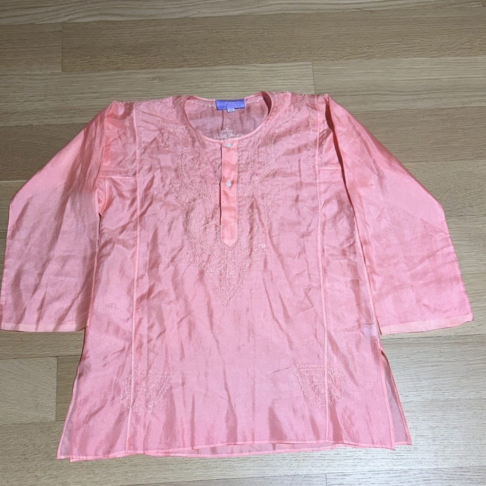 Peach Embroidered Tunic Top